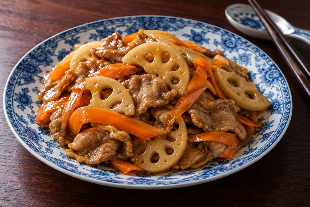 豚肉とれんこんのオイスター炒めの完成イメージ