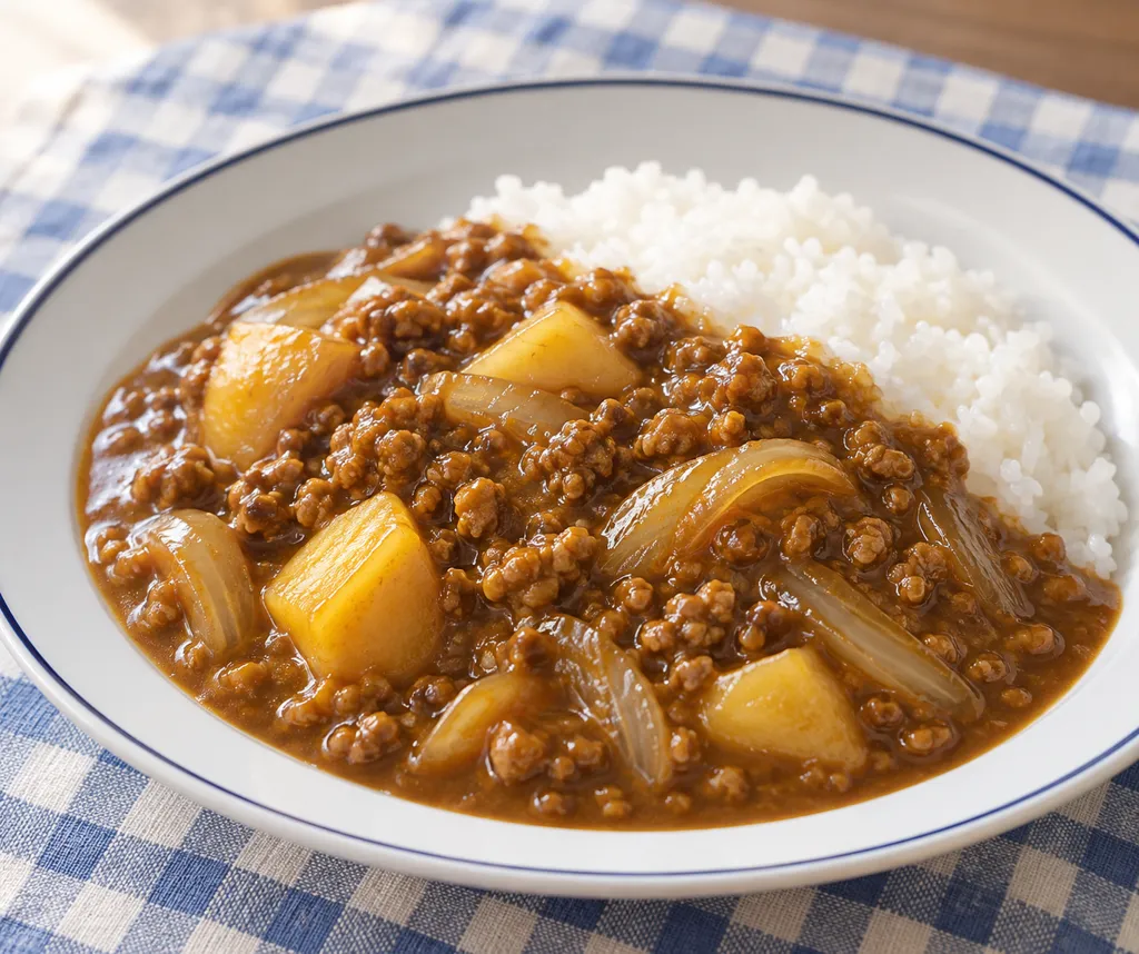 合いびき肉とじゃがいもの和風カレーの完成イメージ