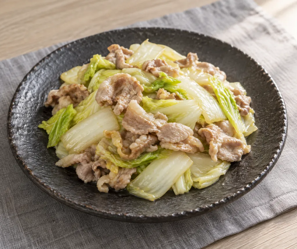 豚こま肉と白菜のしょうが塩炒めの完成イメージ