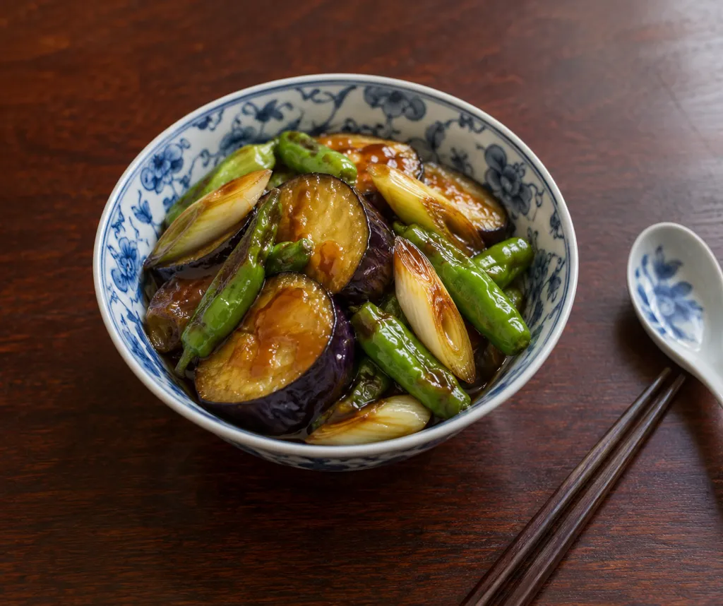 なすのししとう入り中華揚げ焼きの完成イメージ