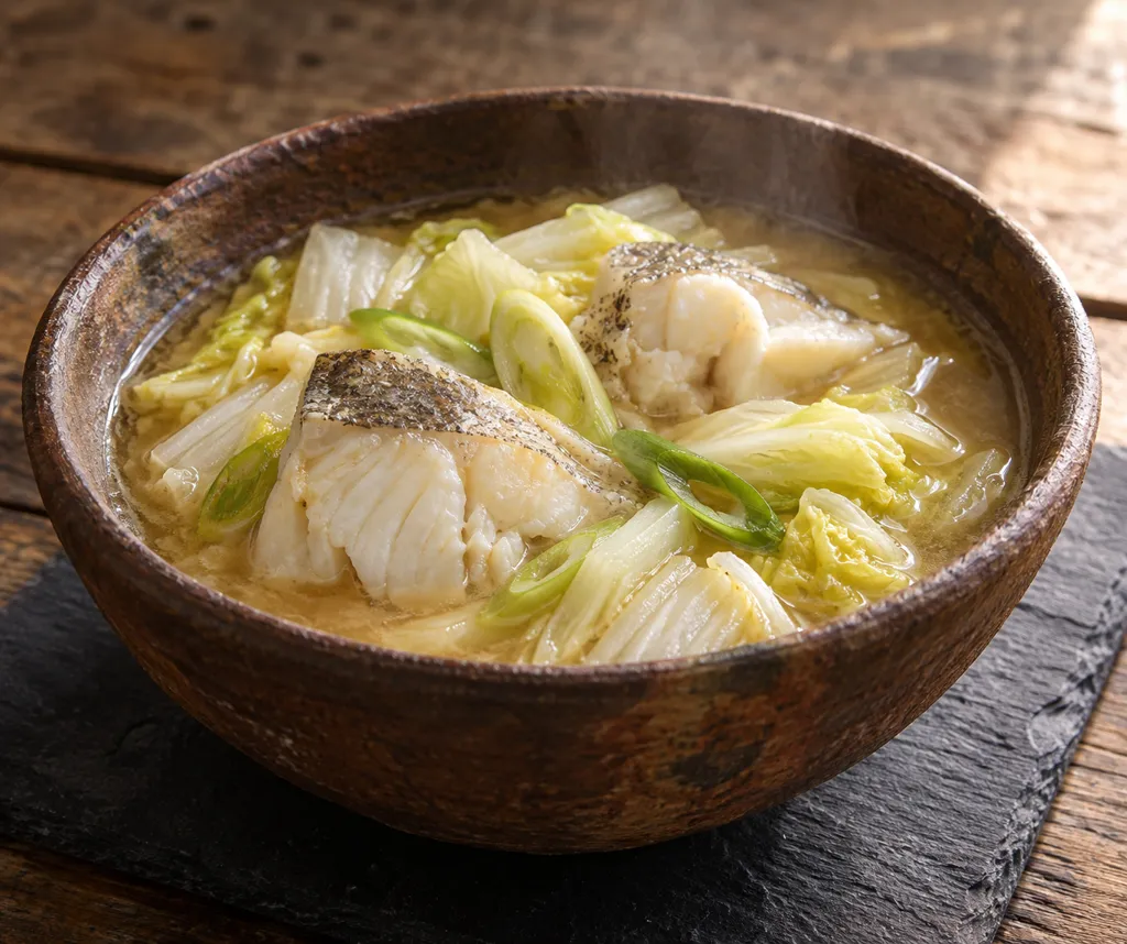 たらと白菜の味噌鍋の完成イメージ