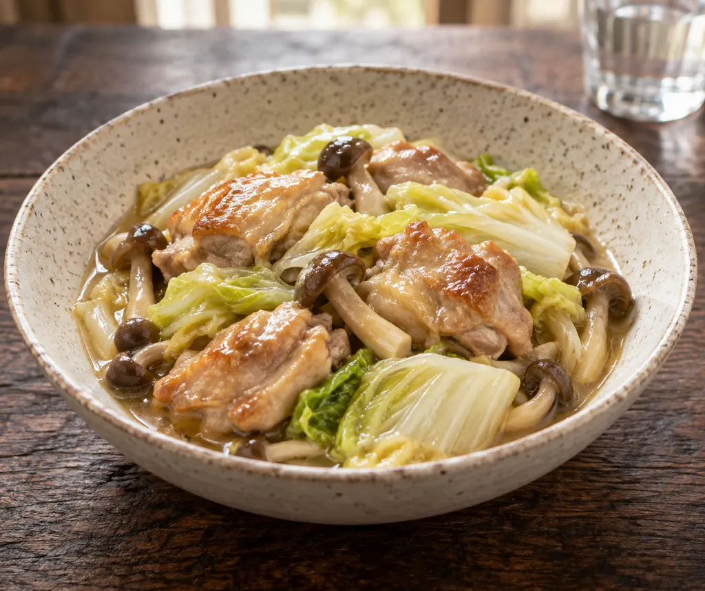 時短鶏もも肉と白菜のバター煮の完成イメージ