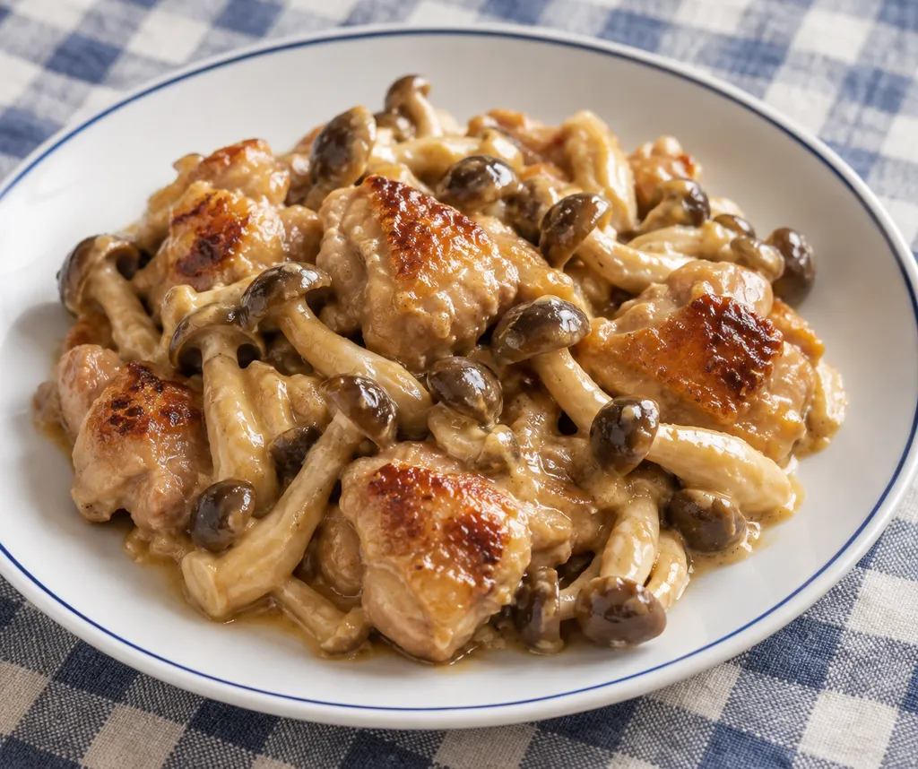 鶏もも肉としめじの味噌マヨ焼きの完成イメージ