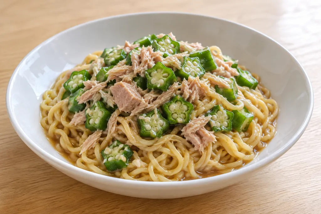 ツナとオクラの冷やし中華の完成イメージ