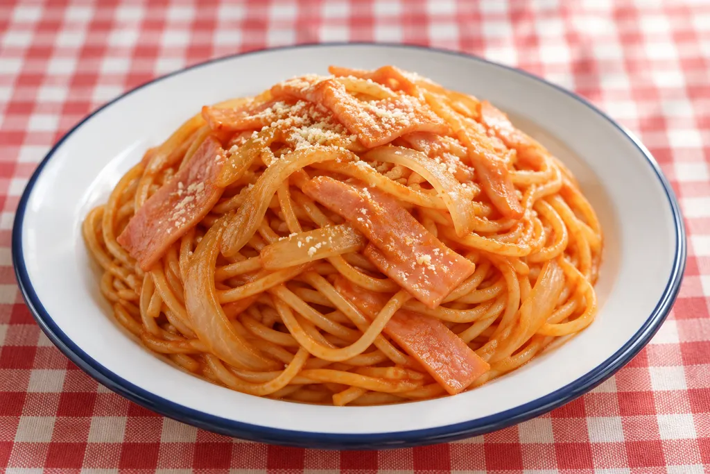 ハムと玉ねぎのナポリタンの完成イメージ