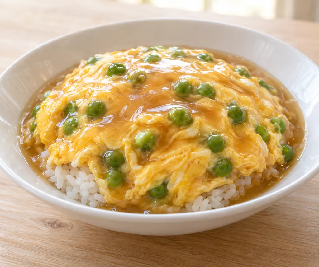 グリーンピースと卵の天津飯の完成イメージ