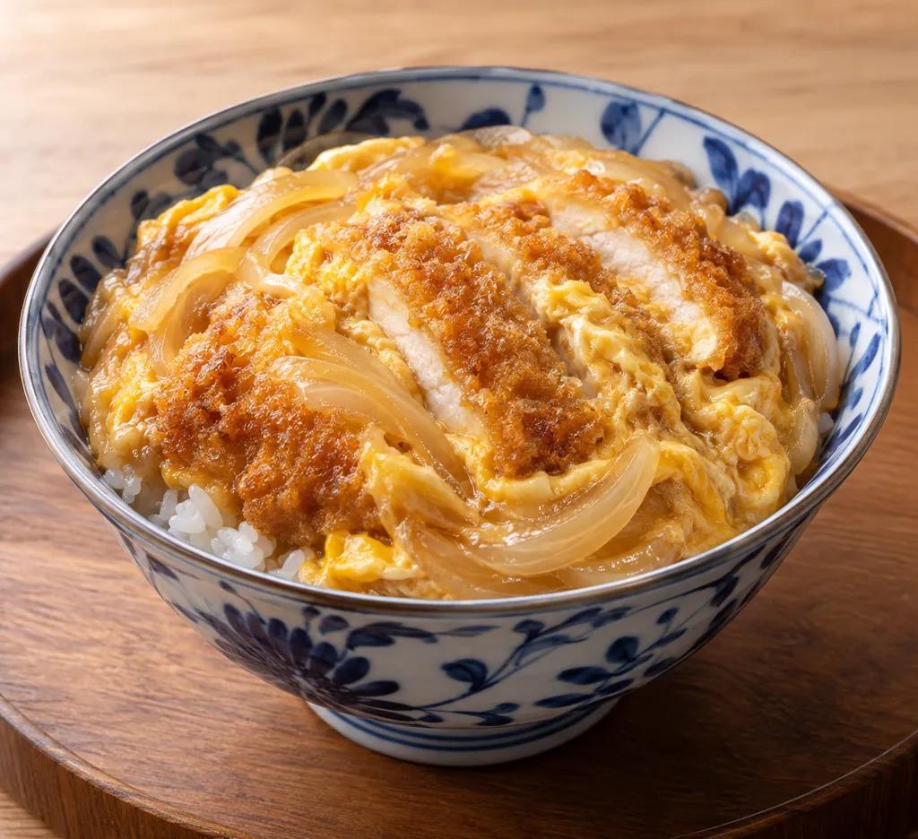 鶏むね肉と玉ねぎのかつ丼の完成イメージ
