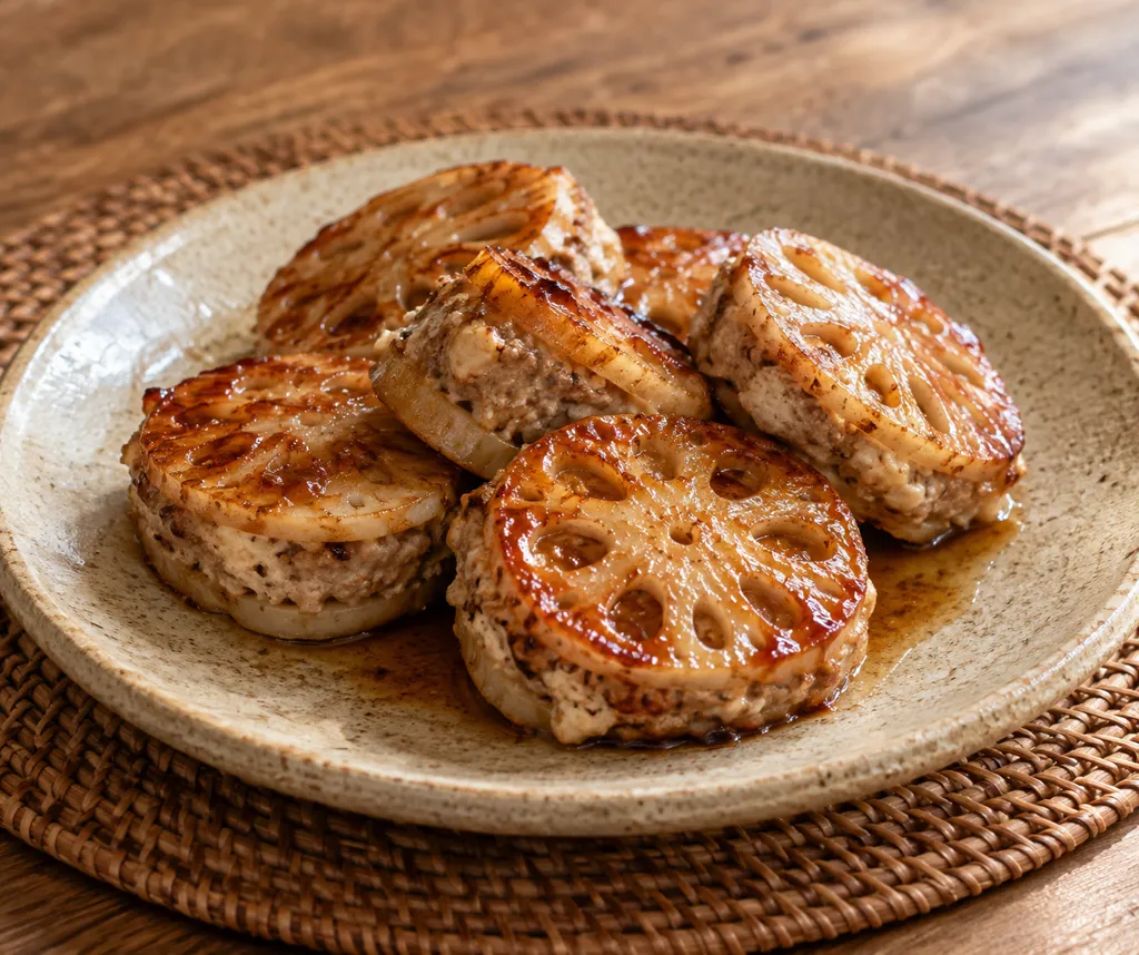 豚肉と豆腐のれんこんはさみ焼きの完成イメージ