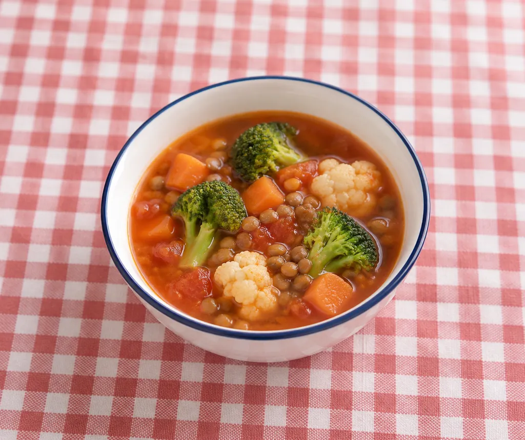 ブロッコリーとレンズ豆のミネストローネの完成イメージ