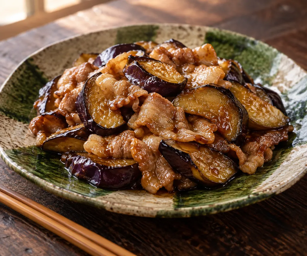 豚バラ肉となすの甘味噌炒めの完成イメージ