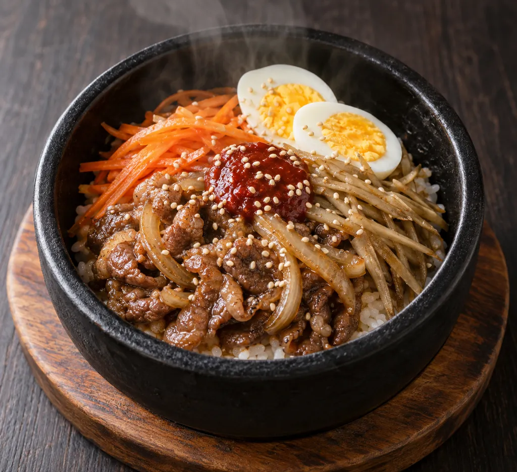 牛バラ肉とごぼうのビビンバの完成イメージ