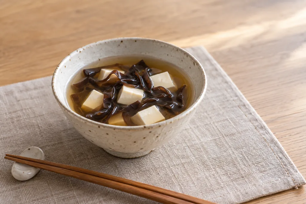 きくらげと豆腐のすまし汁の完成イメージ