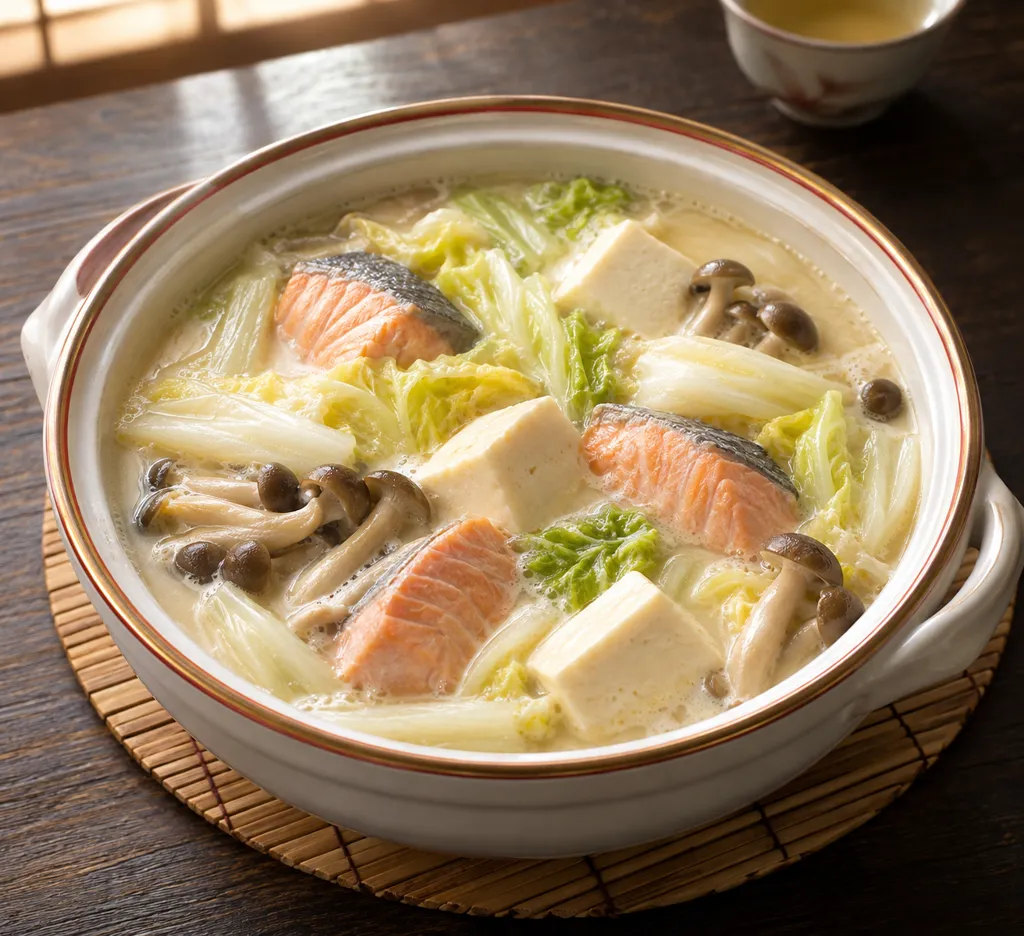 鮭と白菜の中華豆乳風鍋の完成イメージ