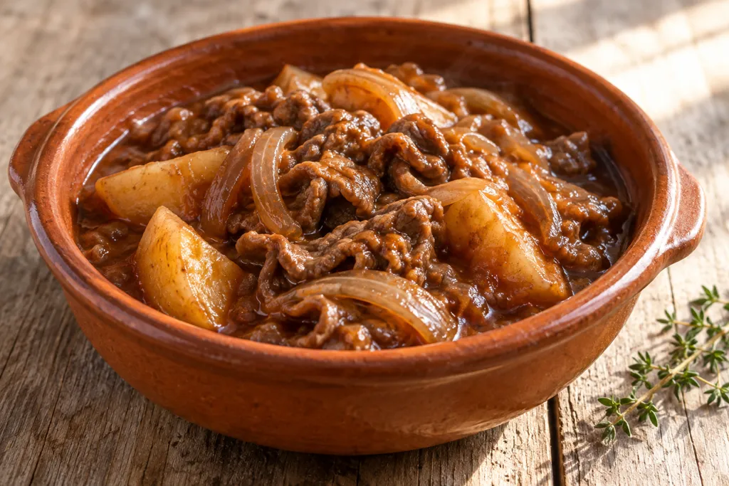 時短牛薄切り肉とじゃがいものデミ煮の完成イメージ