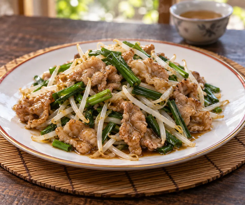 豚肉ともやしのオイスター炒めの完成イメージ