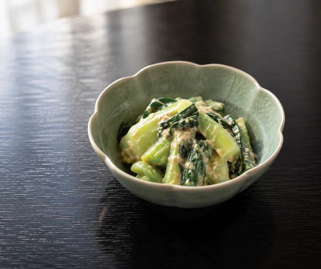 チンゲン菜と練りごまの中華ごま味噌和えの完成イメージ