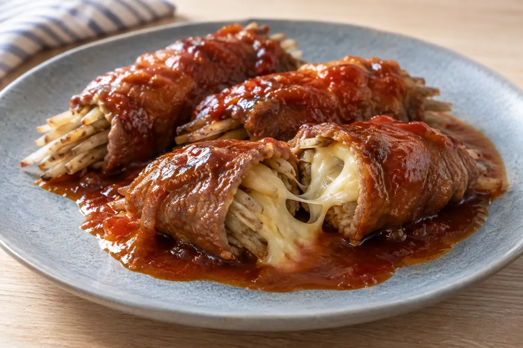 牛肉とごぼうのチーズ巻き焼きの完成イメージ