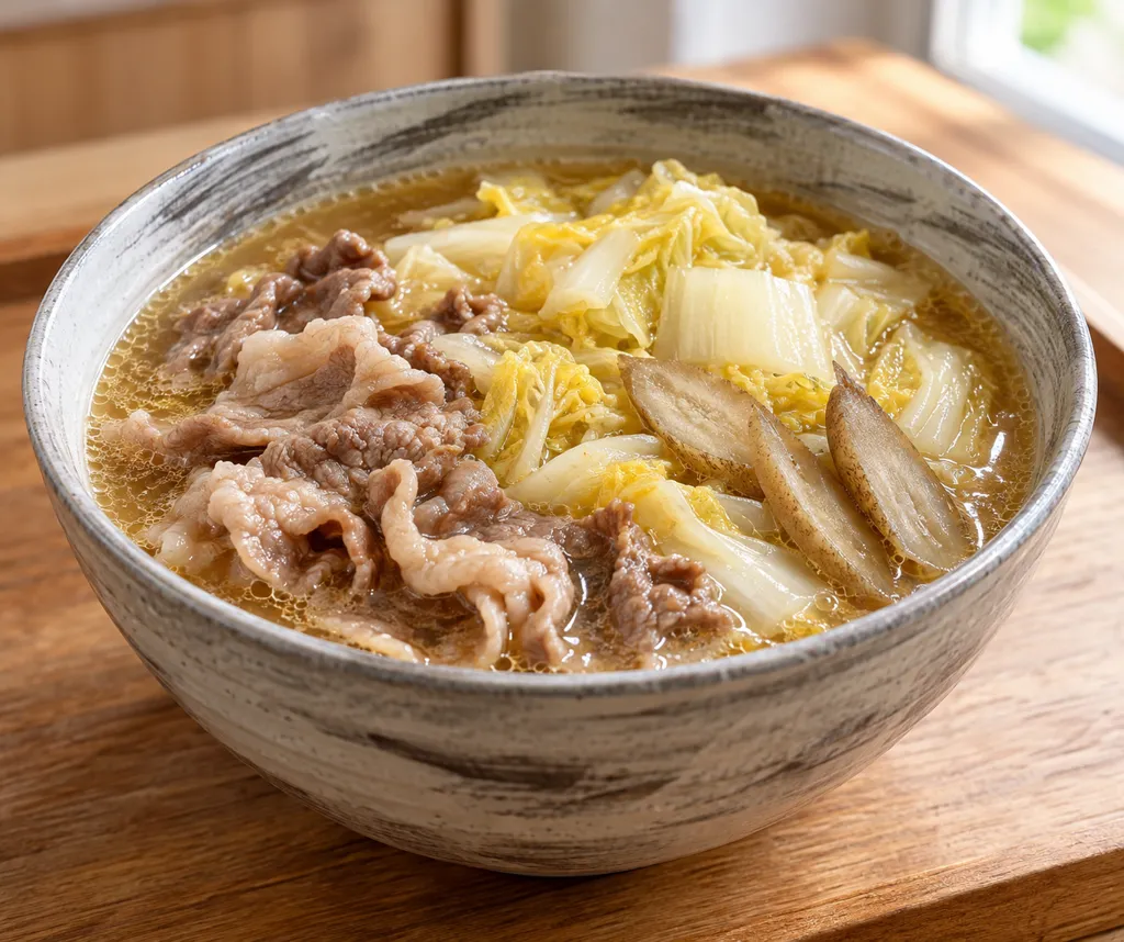 牛バラ肉と白菜の味噌鍋の完成イメージ