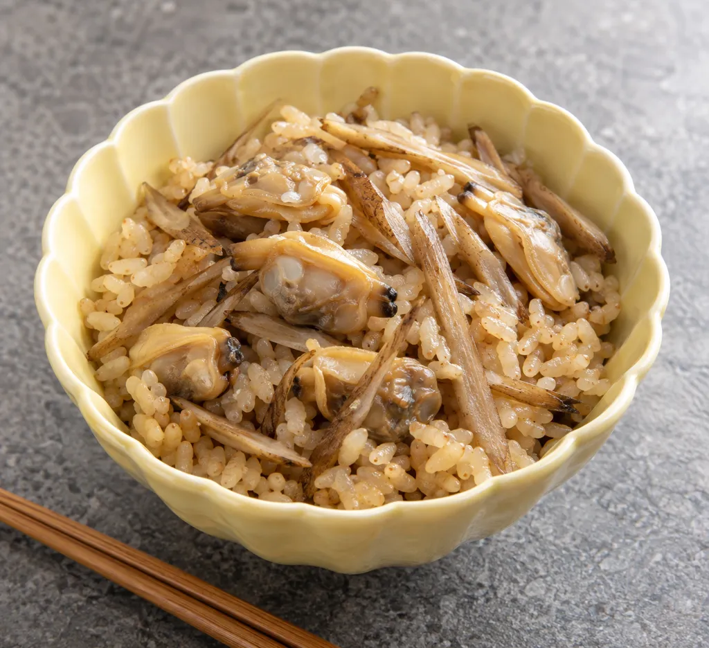 あさりとごぼうの中華炊き込みご飯の完成イメージ