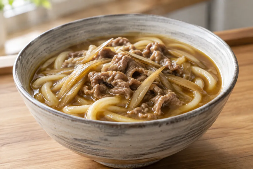 牛こま肉とごぼうのカレーうどんの完成イメージ