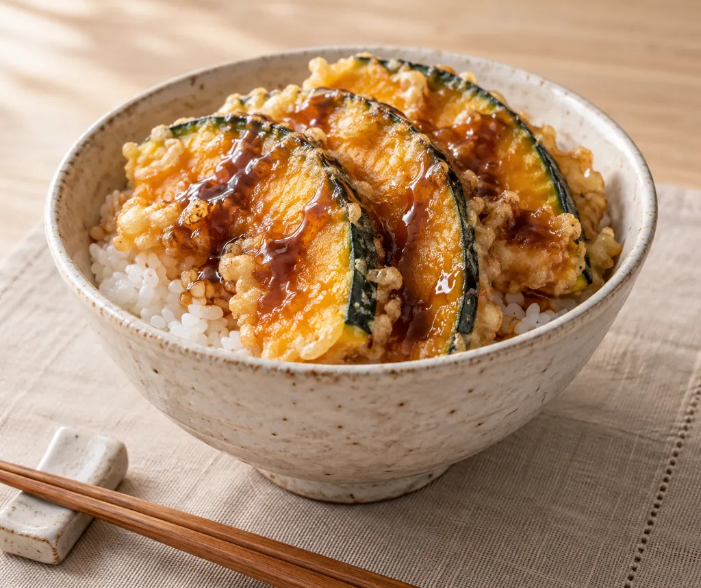 かぼちゃの味噌だれ天丼の完成イメージ