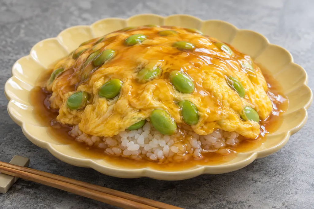 枝豆と卵の天津飯の完成イメージ