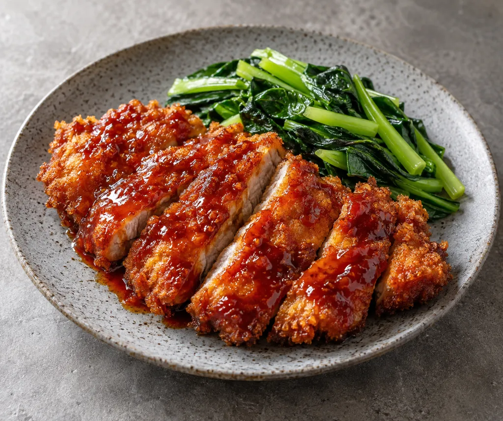 豚肩ロースと小松菜の韓国豚カツの完成イメージ