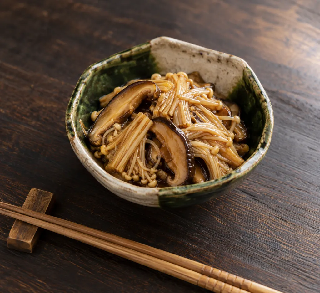 えのきとしいたけの照り焼きの完成イメージ