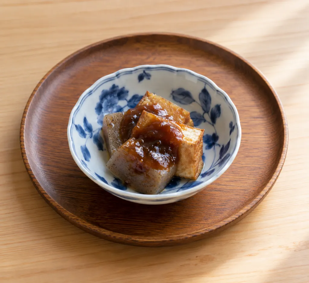 こんにゃくと厚揚げの田楽の完成イメージ