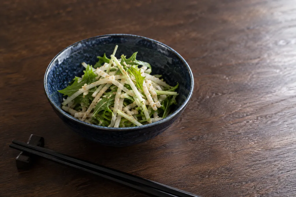 水菜と大根のごまサラダの完成イメージ