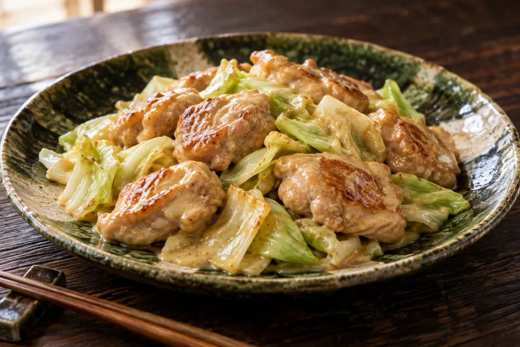 鶏もも肉とキャベツの味噌マヨ焼きの完成イメージ