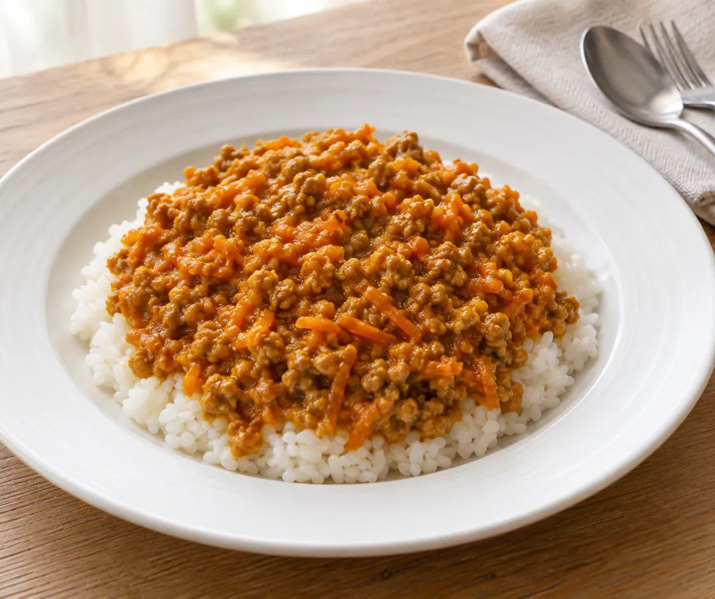 豚ひき肉とにんじんのドライカレーの完成イメージ