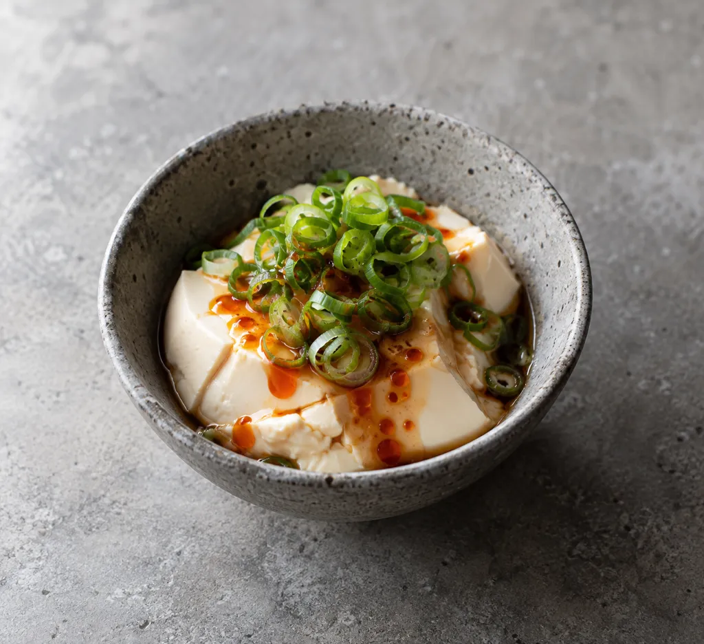 絹ごし豆腐とねぎの韓国風冷ややっこの完成イメージ