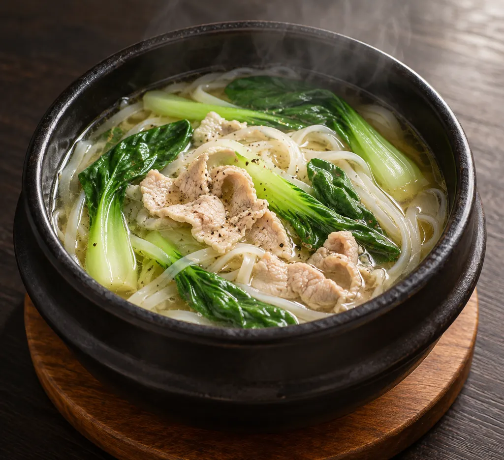 豚ロースとチンゲン菜のフォーの完成イメージ