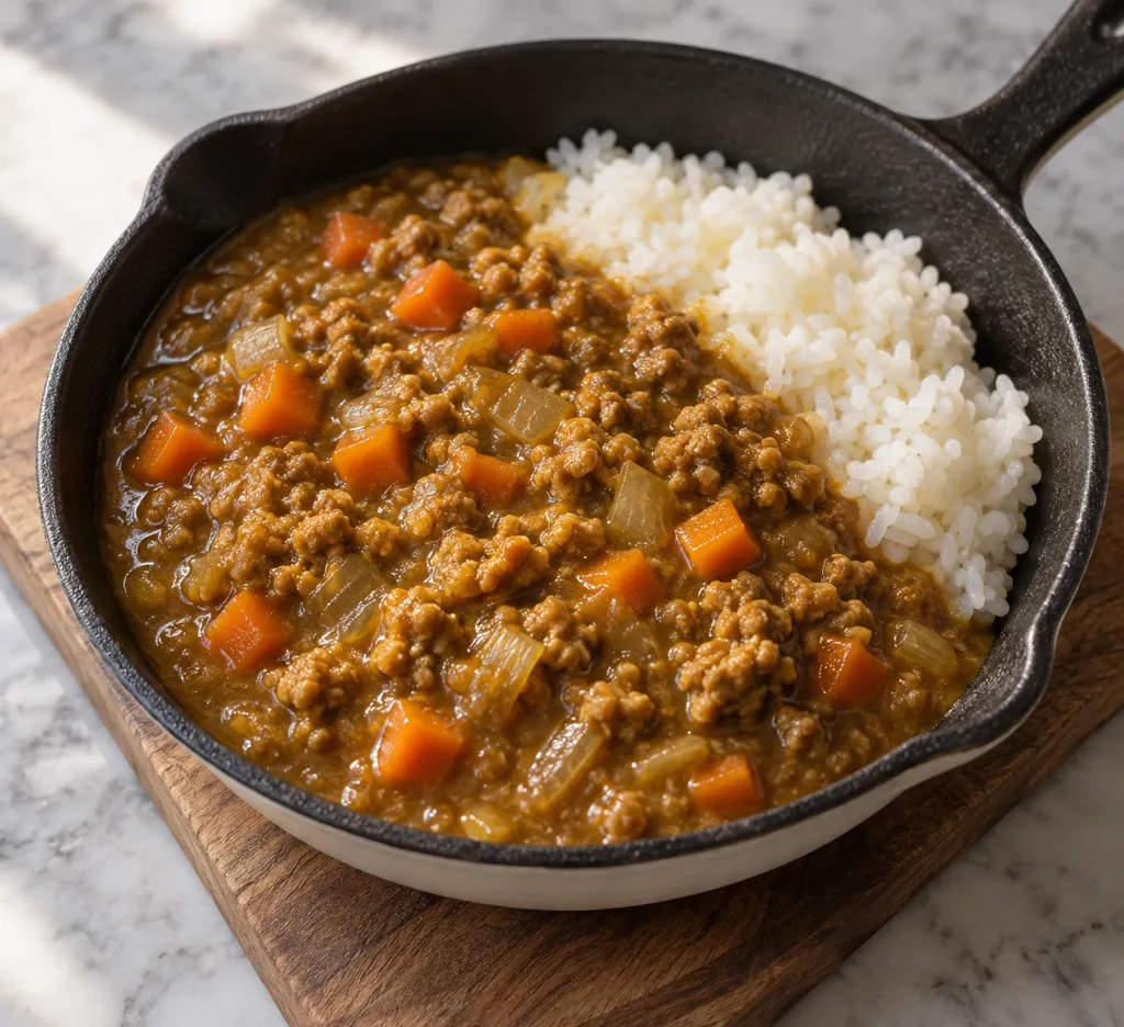 豚ひき肉と玉ねぎのにんじんカレーの完成イメージ