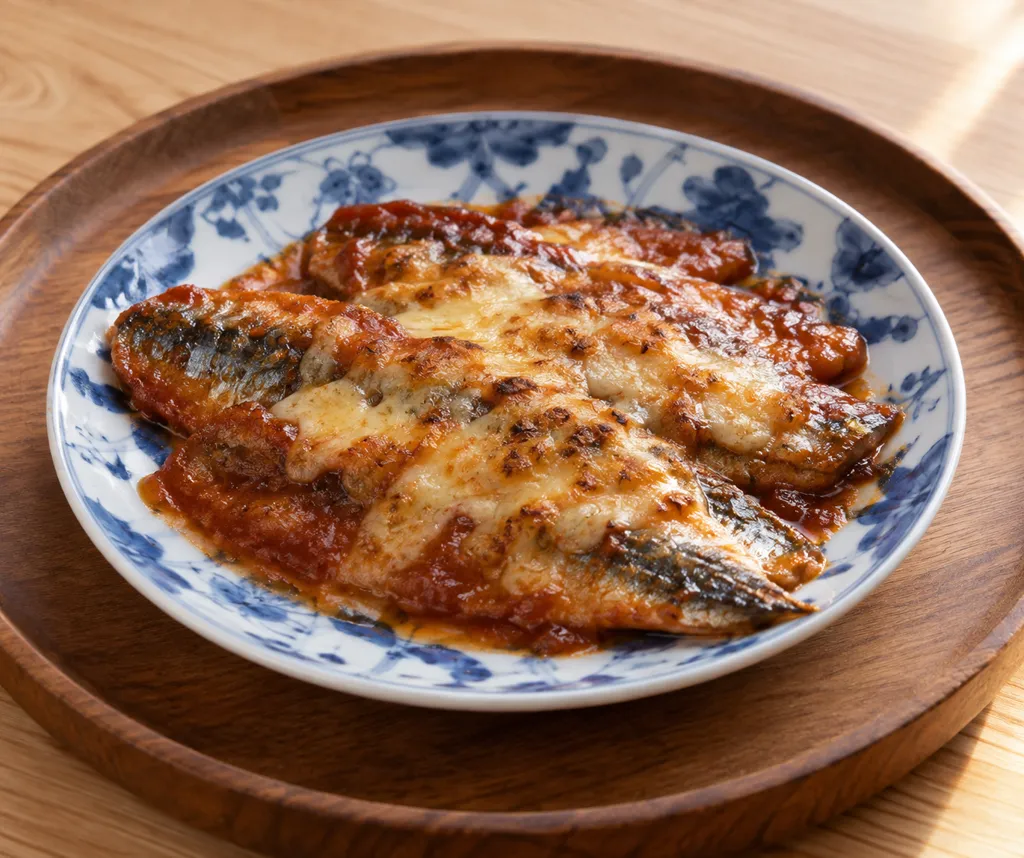 いわしのケチャップチーズ焼きの完成イメージ