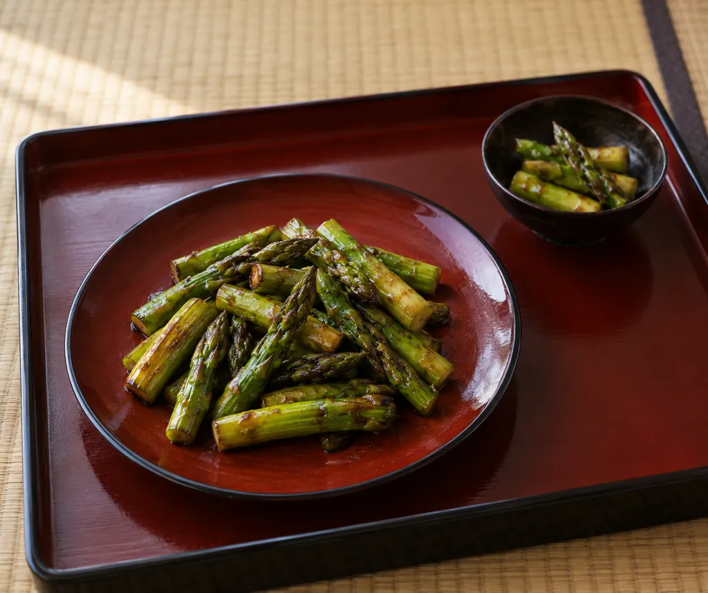 アスパラガスのにんにく醤油焼きの完成イメージ