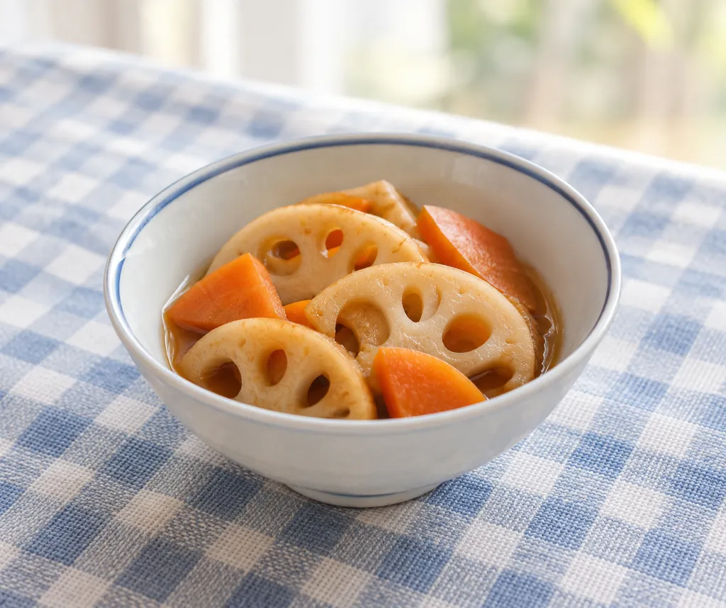 れんこんとにんじんの含め煮の完成イメージ