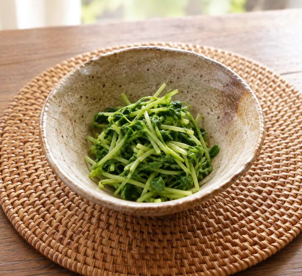 豆苗のからし醤油和えの完成イメージ