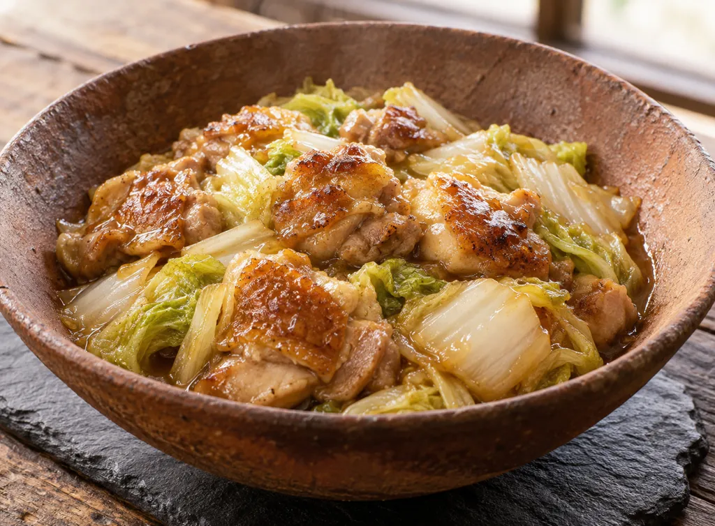 鶏もも肉と白菜のレモン醤油焼きの完成イメージ