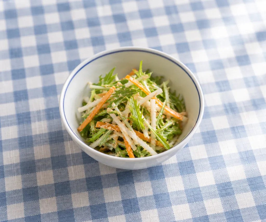 水菜と大根のごまサラダの完成イメージ