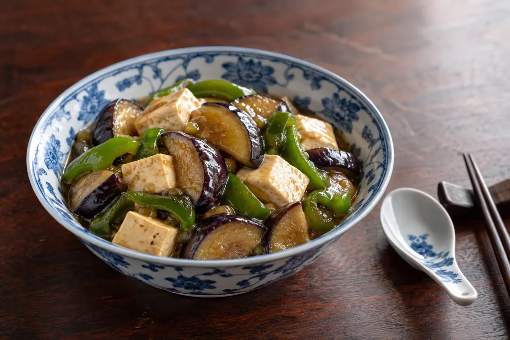 豆腐となすのピーマン中華煮の完成イメージ