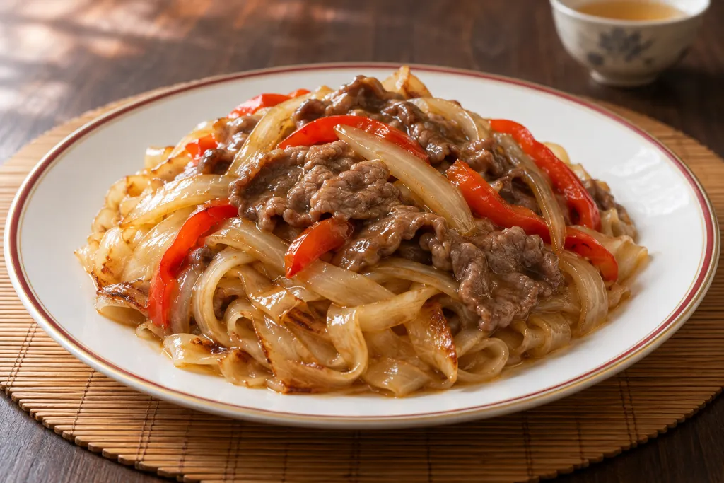 牛肉とパプリカのあんかけフォーの完成イメージ