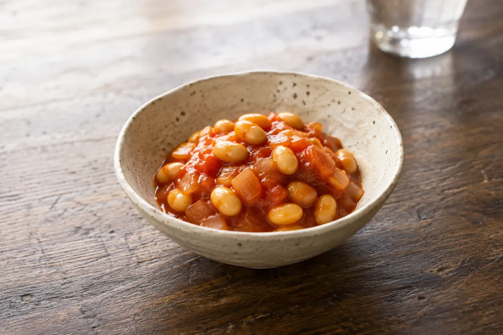 大豆と玉ねぎのケチャップ煮の完成イメージ