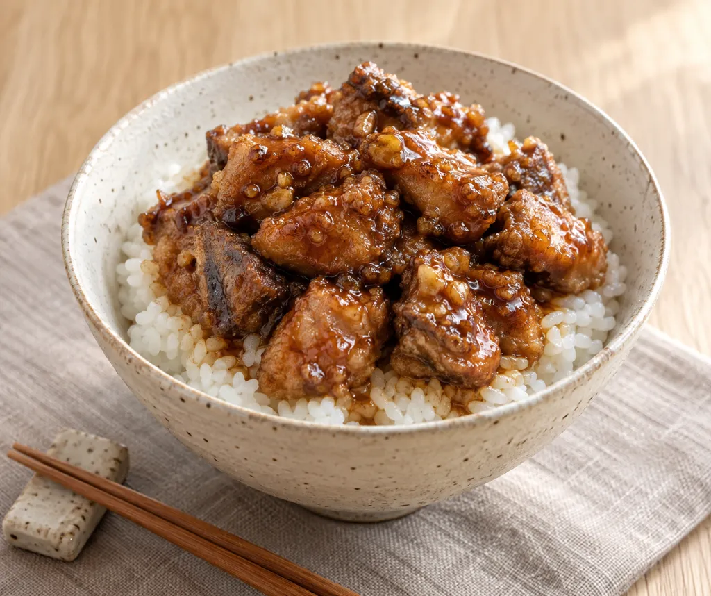 かつおとにんにくだれのから揚げ丼の完成イメージ