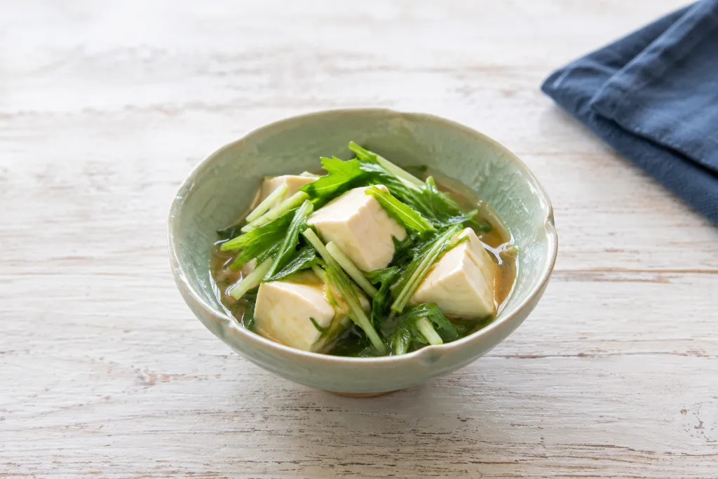 豆腐と水菜の味噌煮の完成イメージ