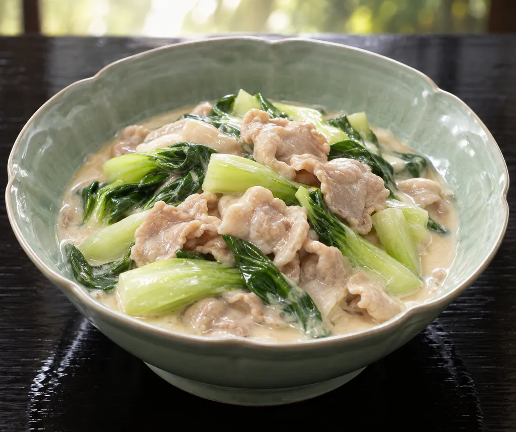 豚ロースとチンゲン菜の中華ミルク煮の完成イメージ