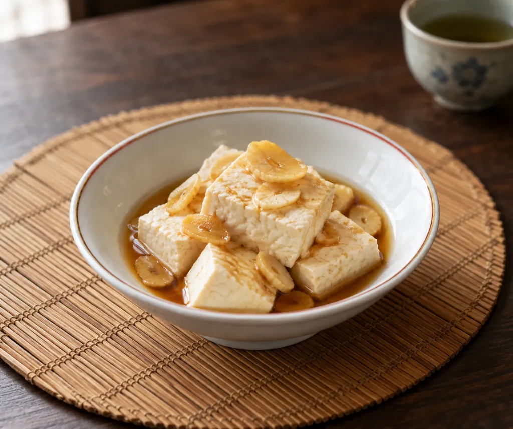 木綿豆腐のにんにく酢醤油がけの完成イメージ