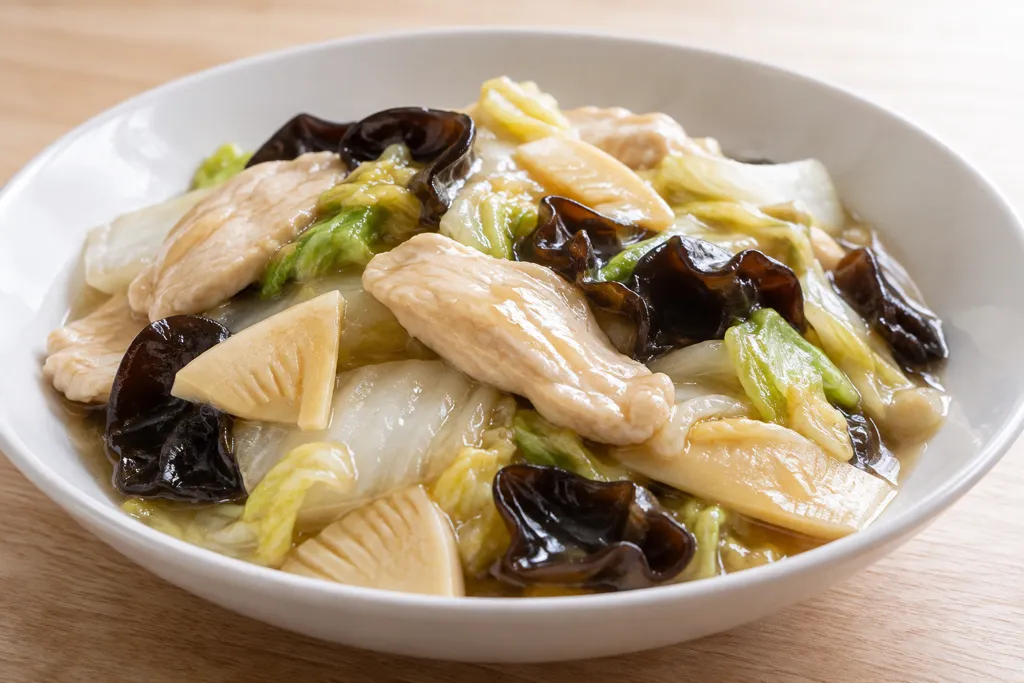 鶏むね肉ときくらげの八宝菜あんの完成イメージ