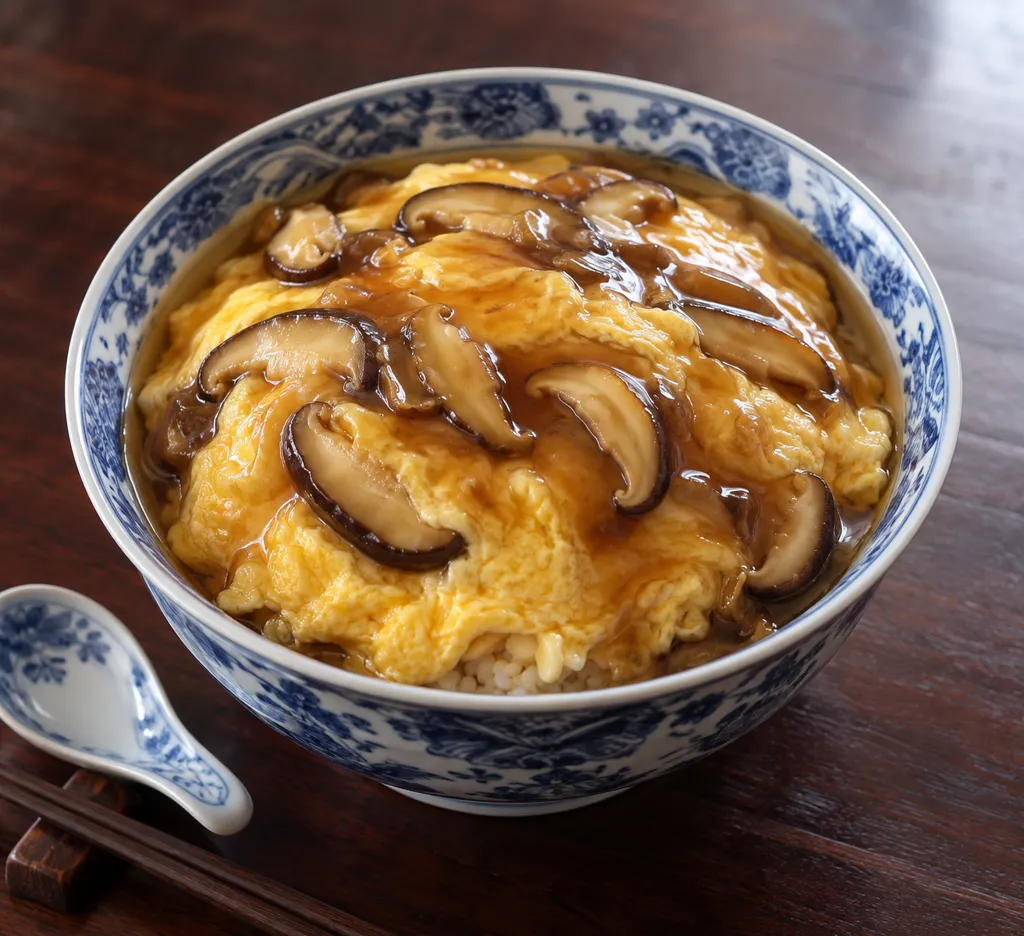 しいたけと卵の天津飯の完成イメージ